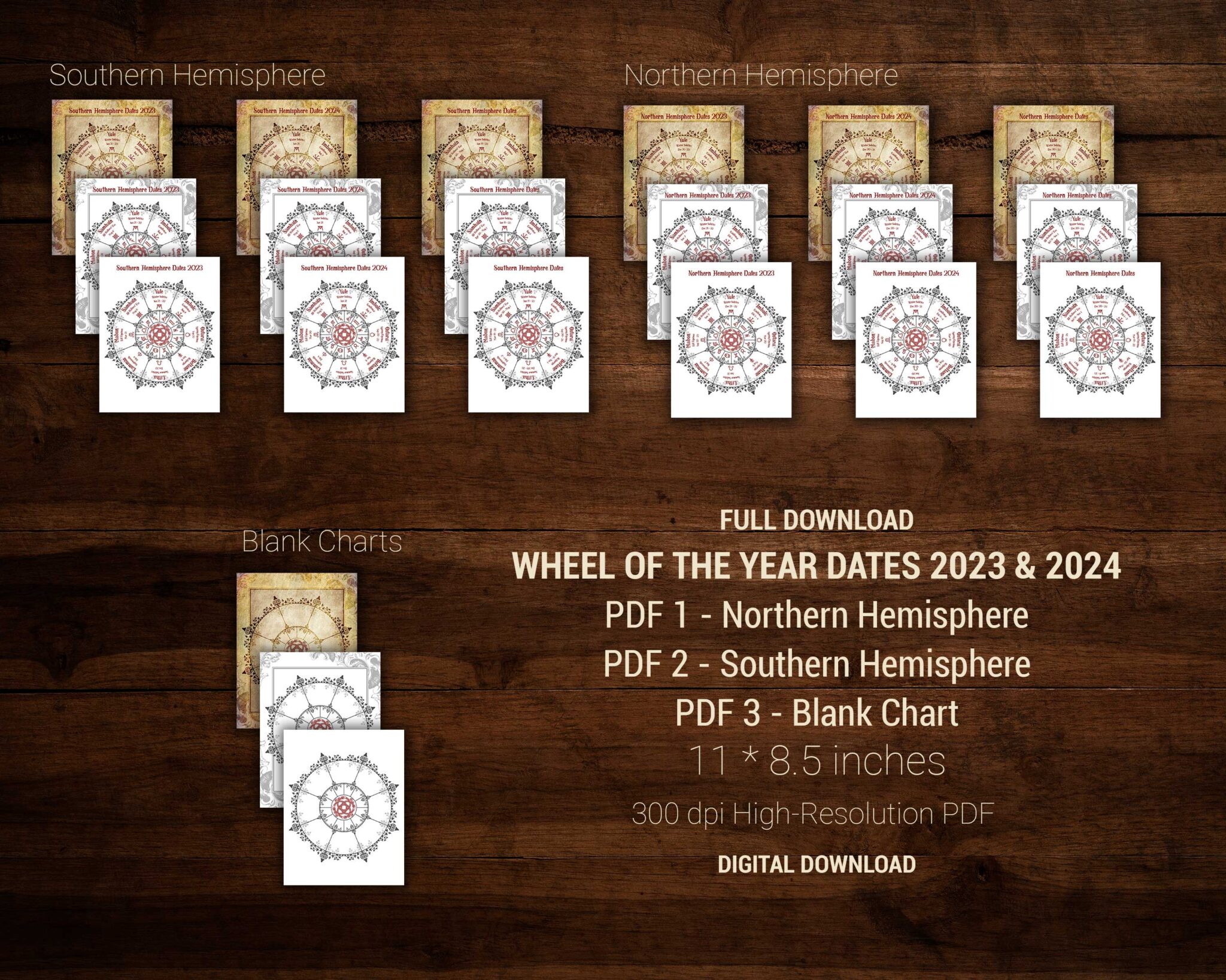 2024 Grimoire Style Planner PDF Printable Pagan Holidays Dated