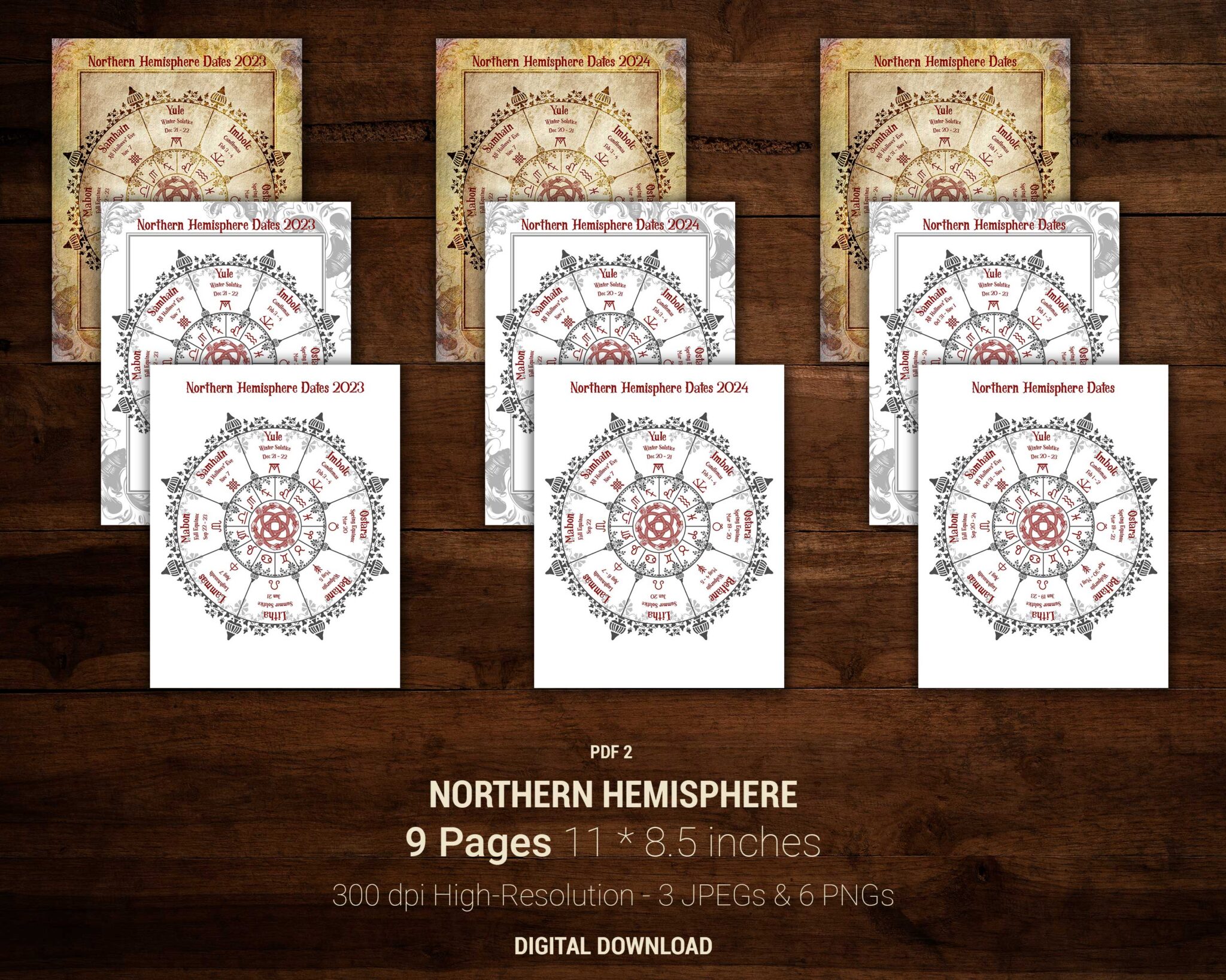 2024 Grimoire Style Planner PDF Printable Pagan Holidays Dated