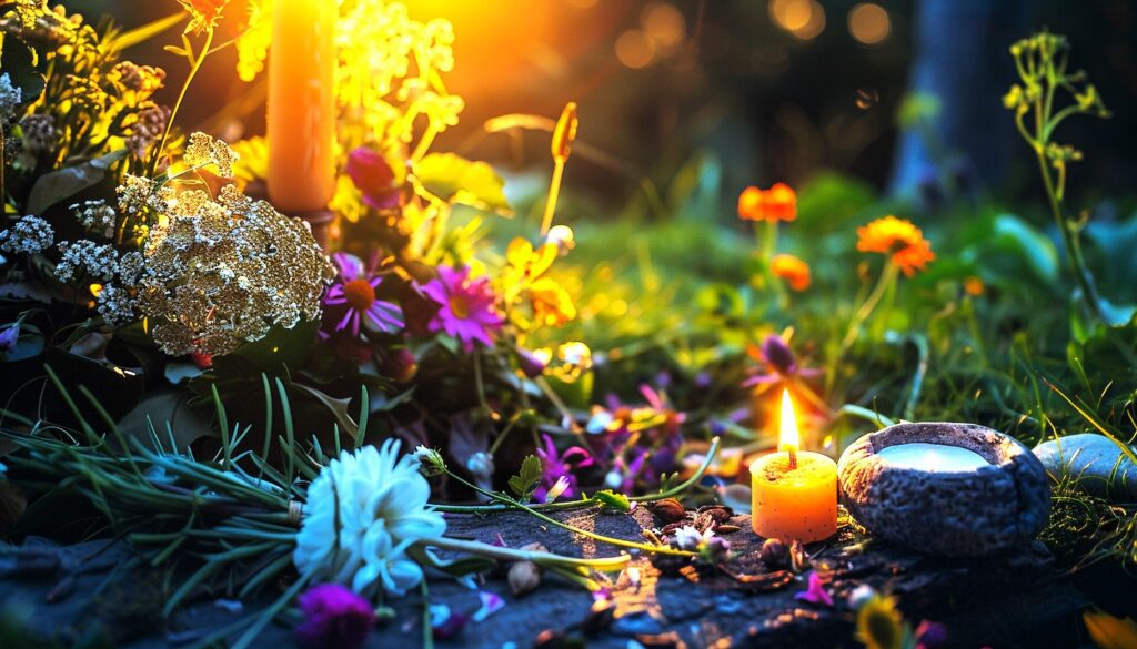 Simple Ostara outdoor altar 