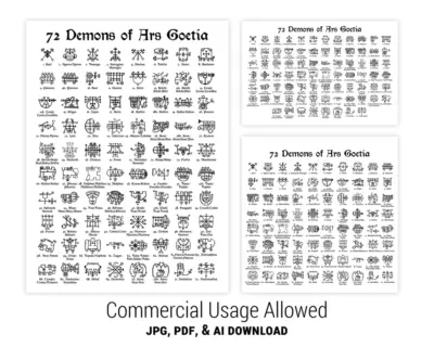 72 Demons of Ars Goetia Vector Download Commercial Usage Allowed