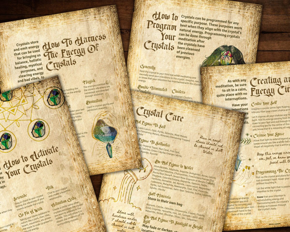 Crystal cleansing pages for your grimoire