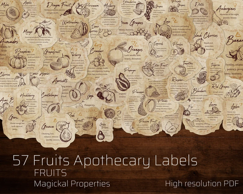 Fruit Apothecary Label 57 Printable Witchcraft sticker Tags