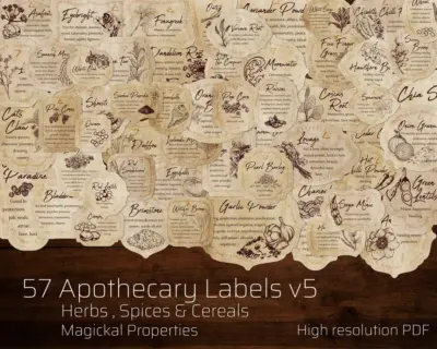 Herb & Spices v5 Apothecary Label Set 57 Printable