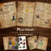Moon Water Pack incudes printable grimoire pages for your book of shadows, moon water templates, stickers, and bottle labels